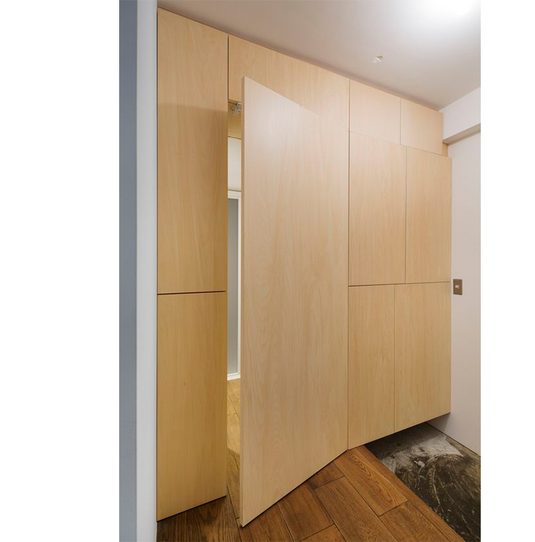 High-end walnut smooth surface Invisible  wooden flush mounted secret room doors concealed hinged hidden frameless door