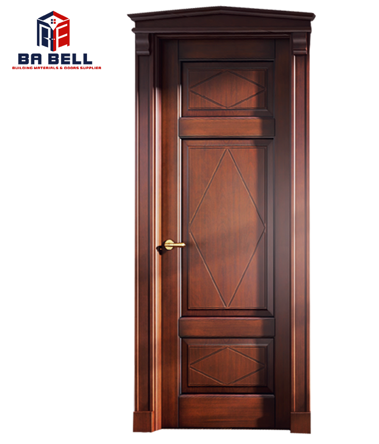 Simple Modern Diamond Shape Carving Design Wooden Doors Bedroom Solid Wood  Interior Doors wood glass door design  available