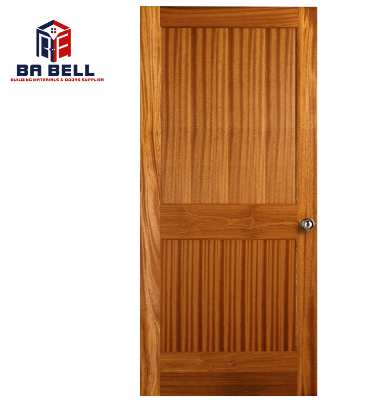 New style french 2 panels reddish brown half louver wooden door design barn flat panel timber door customized entrance  doors