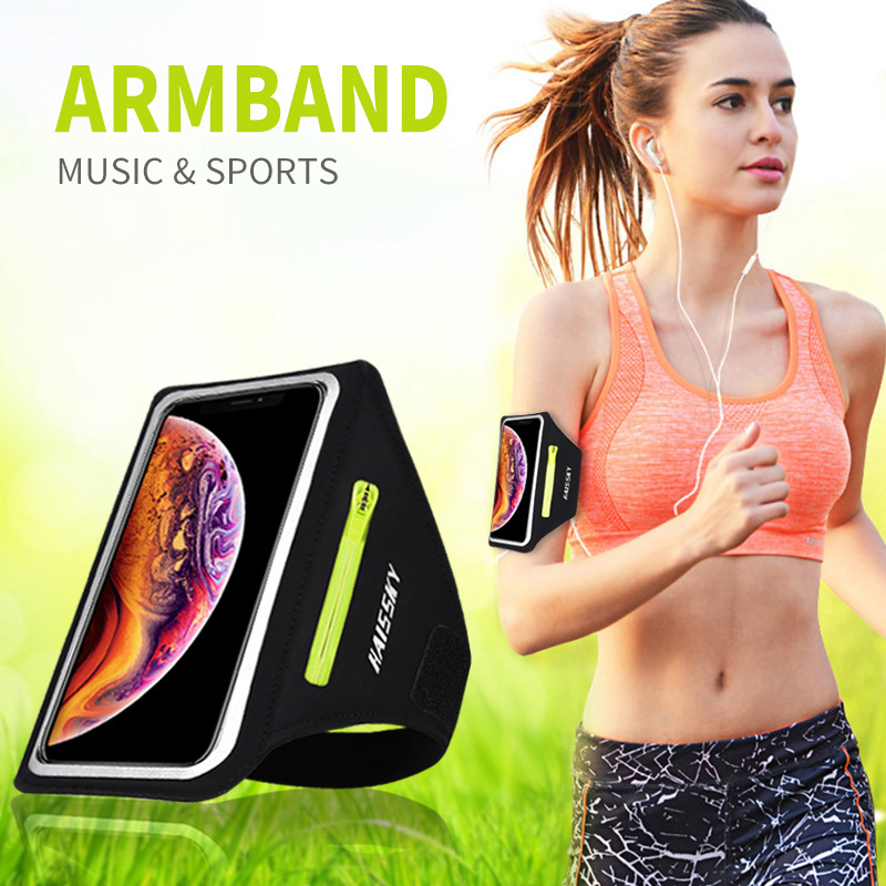 Running Sport Armbands Phone Case on Hand Holder Zipper Car key Pocket Earphone Bag For Airpods Pro iPhone Samsung ArmBand Bags