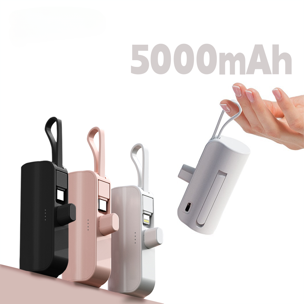 Portable Power Bank 5000mAh Charger Built in Cable Mini Powerbank Cute Battery Pack for iPhone 14 Pro Max 13 12 for Samsung