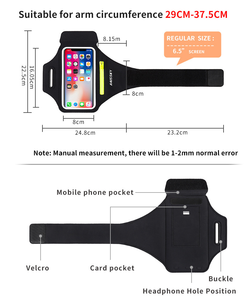 Running Sport Armbands Phone Case on Hand Holder Zipper Car key Pocket Earphone Bag For Airpods Pro iPhone Samsung ArmBand Bags