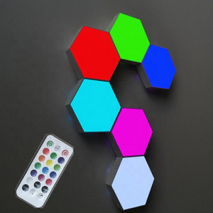 2020 new arrivals RGB Touch Sensitive Night Lamp Modular Quantum Honeycomb Wall Light Hexagon Modular Touch lights with Remote