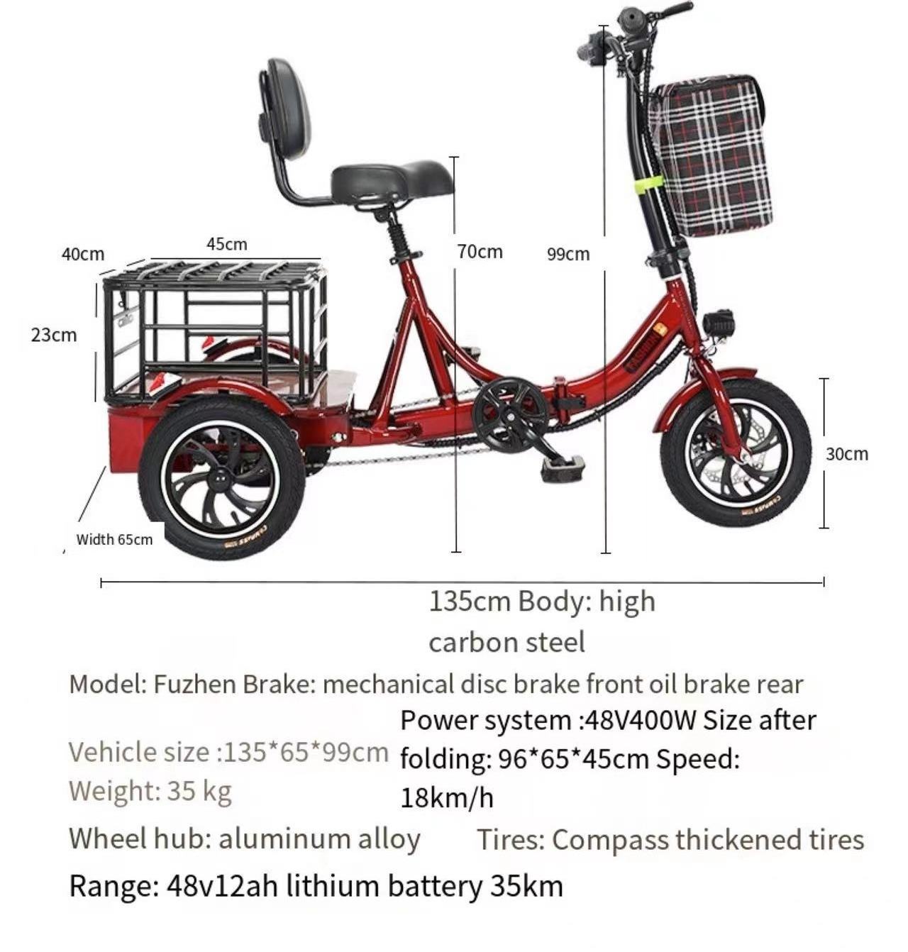 The new folding electric tricycle bipedal dual-purpose household battery car