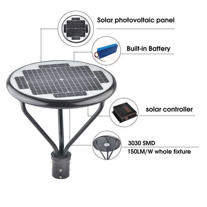 OEM ODM LED Post Top Light 25w Landscape Fence Pathway Outdoor Garden Solar Led Street Light With Pole