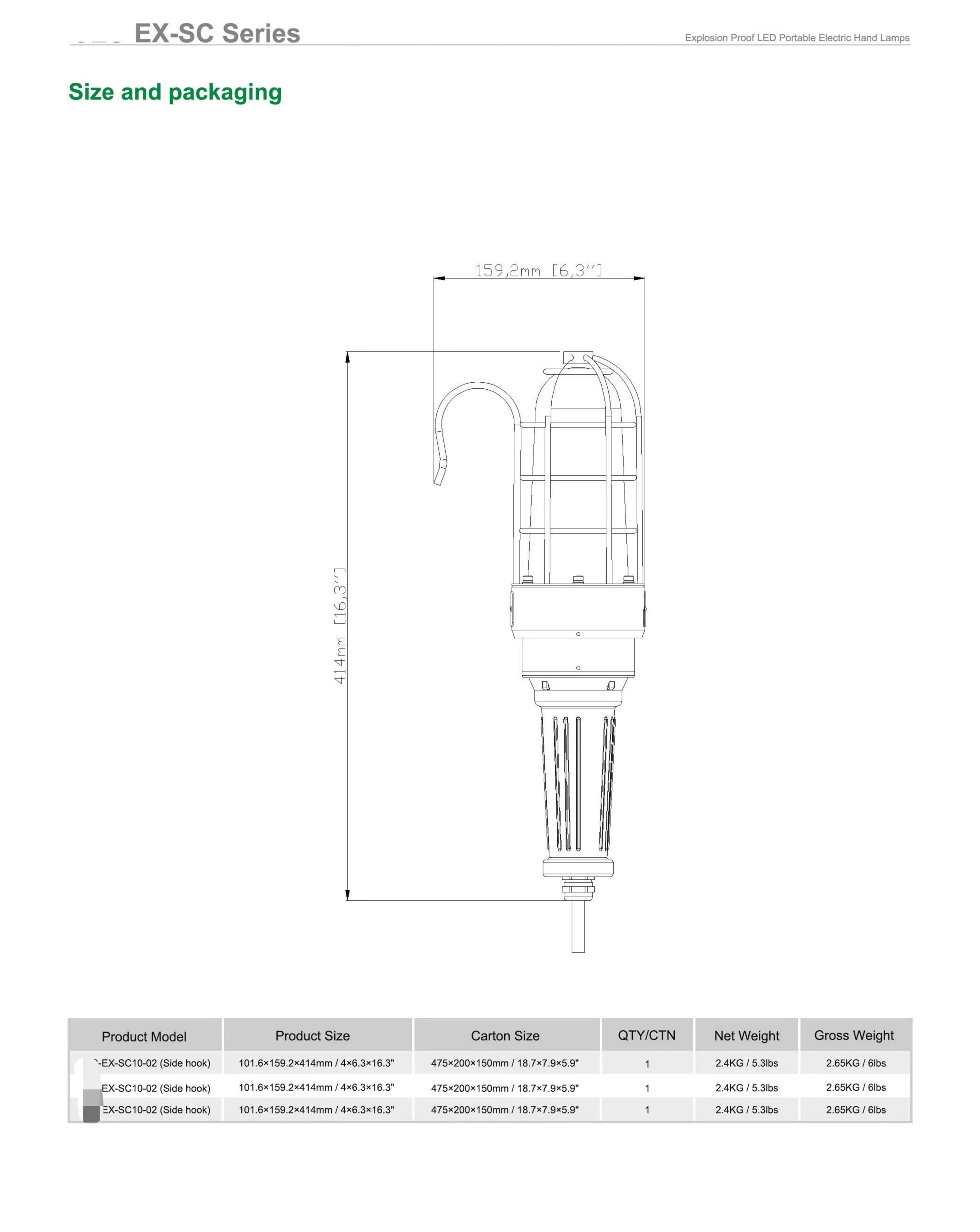 BBIER Explosion Proof Inspection Light IP66 10W Flameproof LED Drop Light Portable Electric Hand Lamp