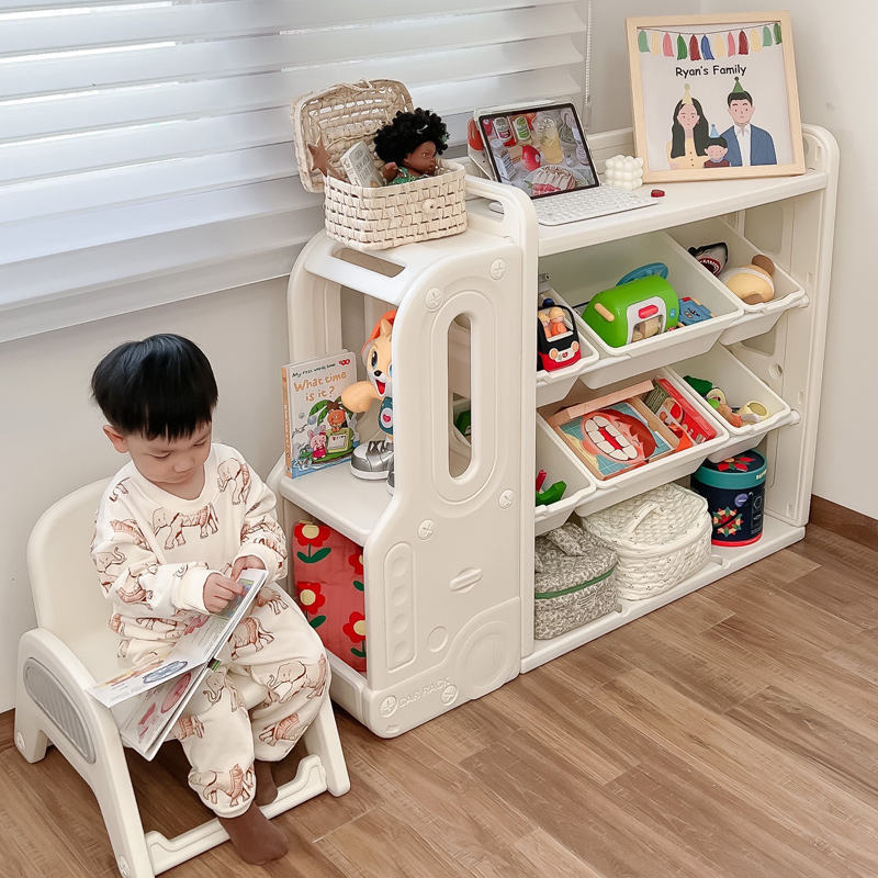 Kids Furniture Car Shape Kids Storage Cabinet Toy Storage Shelf Plastic Kids Book Shelf