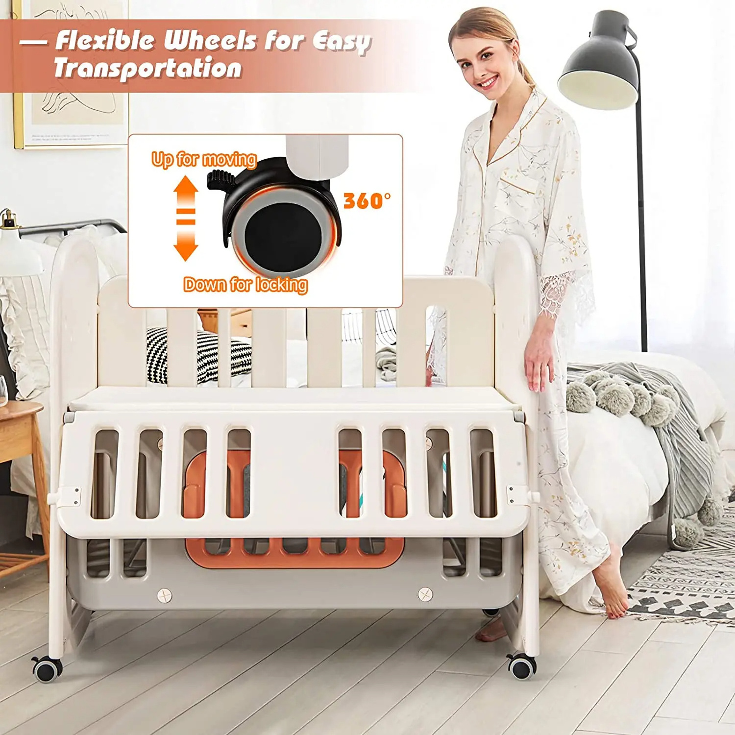 Baby bedroom furniture adjustable height baby crib bed cunas de bebes cribs for babies