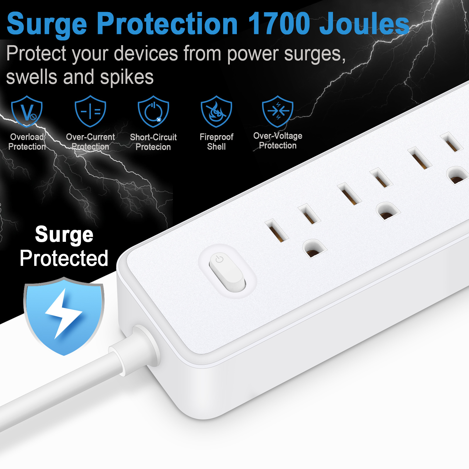 US Standard Plug Surge Protector Multi Plug Sockets with outlet Industrial Extension Power Strip with USB Port