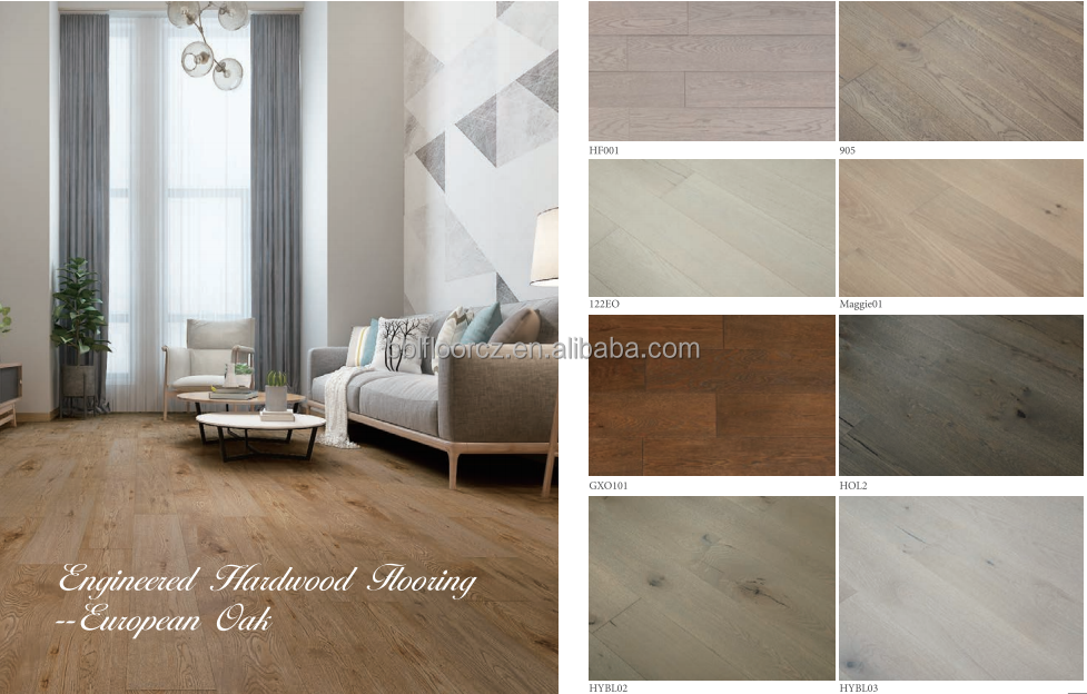 BBL  wire brushed wooden floor tile European oak parquet 14mm engineered soild hardwood timber flooring