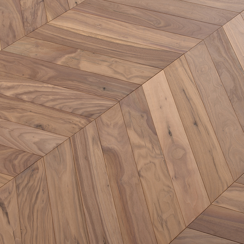 European oak walnut chevron parquet solid wood look engineered flooring