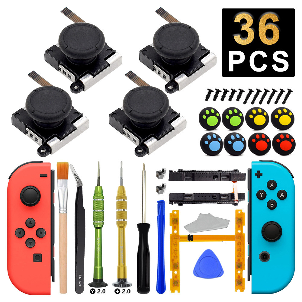 Joystick Repair Kit for NS Controller,3D Analog Sticks Replacement  with Screwdriver and Prying Tools for NS Controllers