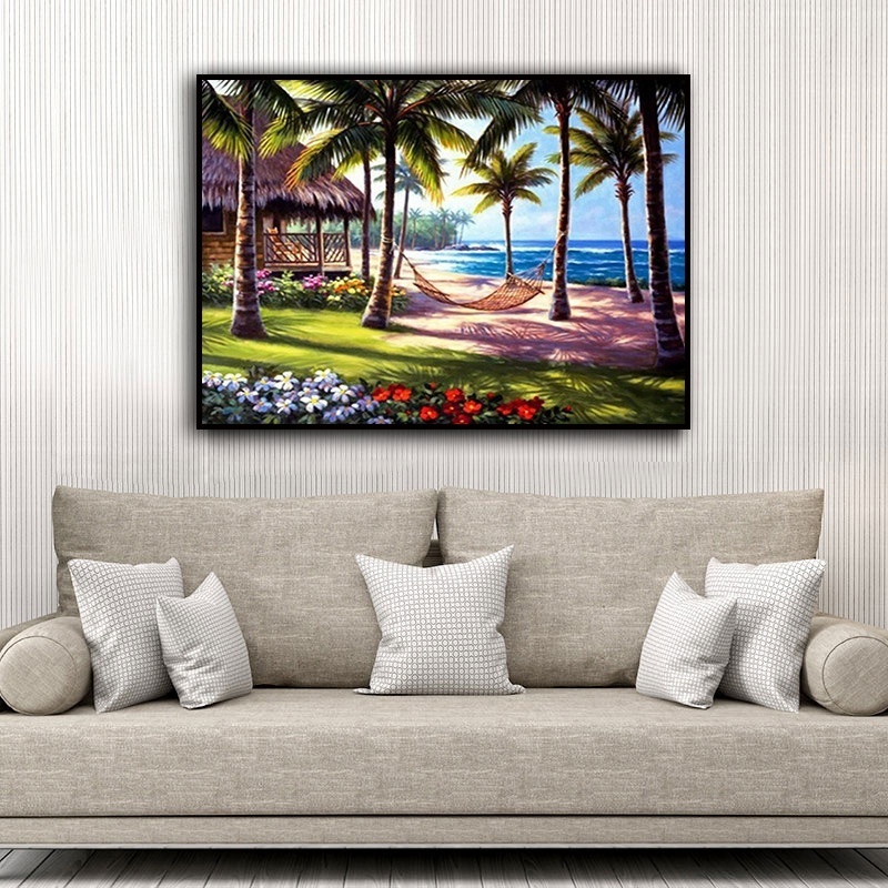 Custom art Painting kits diamond painting 5d Full Drill Beach Sunset Diy Diamond Embroidery Scenery Series Home Decor