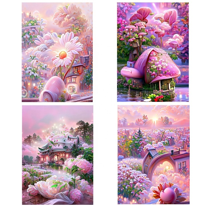 Custom Canvas Fantasy Scenery diy 5d Diamond Painting flowers ab Drill Round and Square Resin Diamond Art