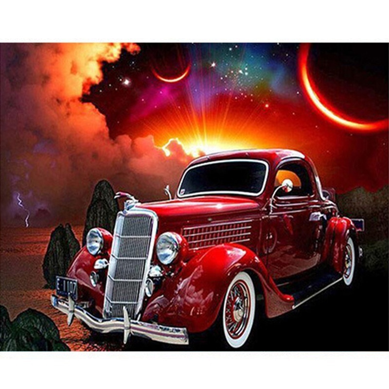 Wholesale Cartoon Picture Cars And Burger Shop Diamond Painting Handmade Diamond Cross Stitch Canvas Wall Decor Painting