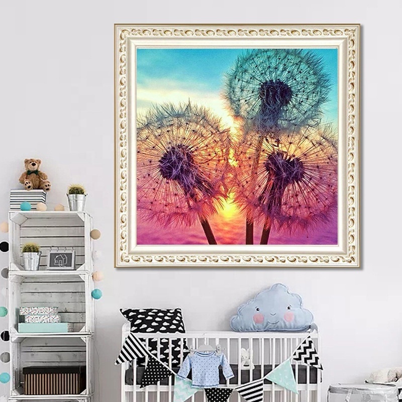 Custom Full Drill Diy Diamond Painting Plant Picture Dandelion In Sunset Glow Diamond Embroidery Cross Stitch Mosaic Painting