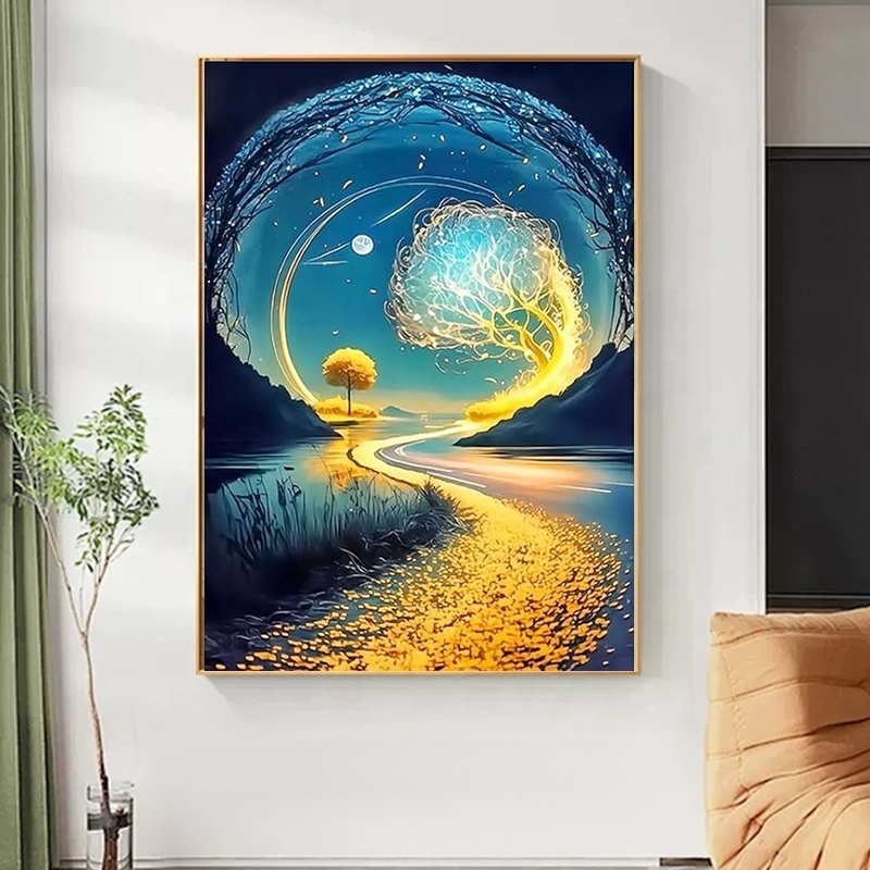 Custom crystal 5d Diy Wholesale Diamond art Painting kit Moon High Scenery Picture Ab Drill Square Or Round Drill Design Pattern