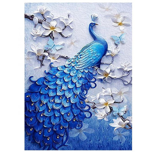 Hot Full Drill Animal Diamond Painting Embroidery Peacock 5D DIY Animal Wholesale Customized Mosaic Fantasy Wall Art For Kids