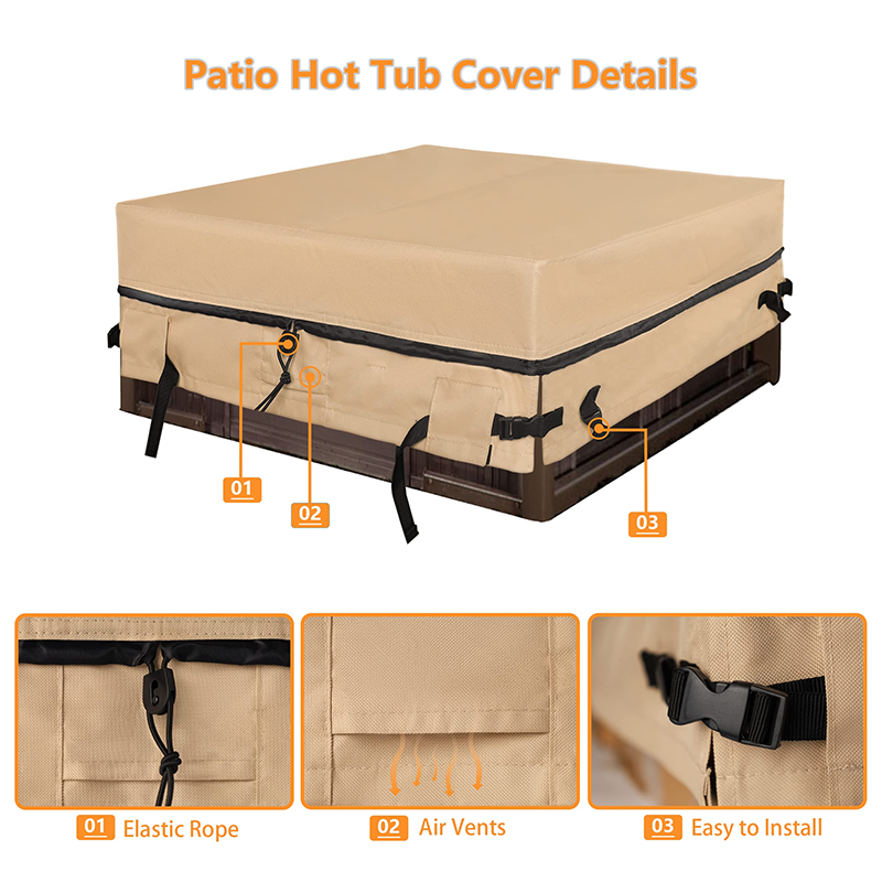 Hot Tub Cover - Heavy Duty 600D Polyester Waterproof,UV Protection SPA Cover for Hot Tub,85 x 85 inch