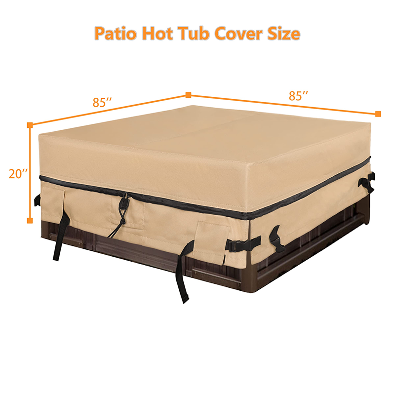 Hot Tub Cover - Heavy Duty 600D Polyester Waterproof,UV Protection SPA Cover for Hot Tub,85 x 85 inch