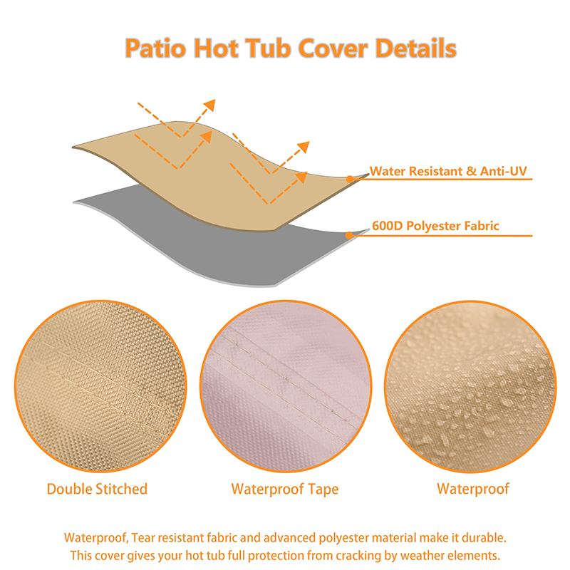 Hot Tub Cover - Heavy Duty 600D Polyester Waterproof,UV Protection SPA Cover for Hot Tub,85 x 85 inch