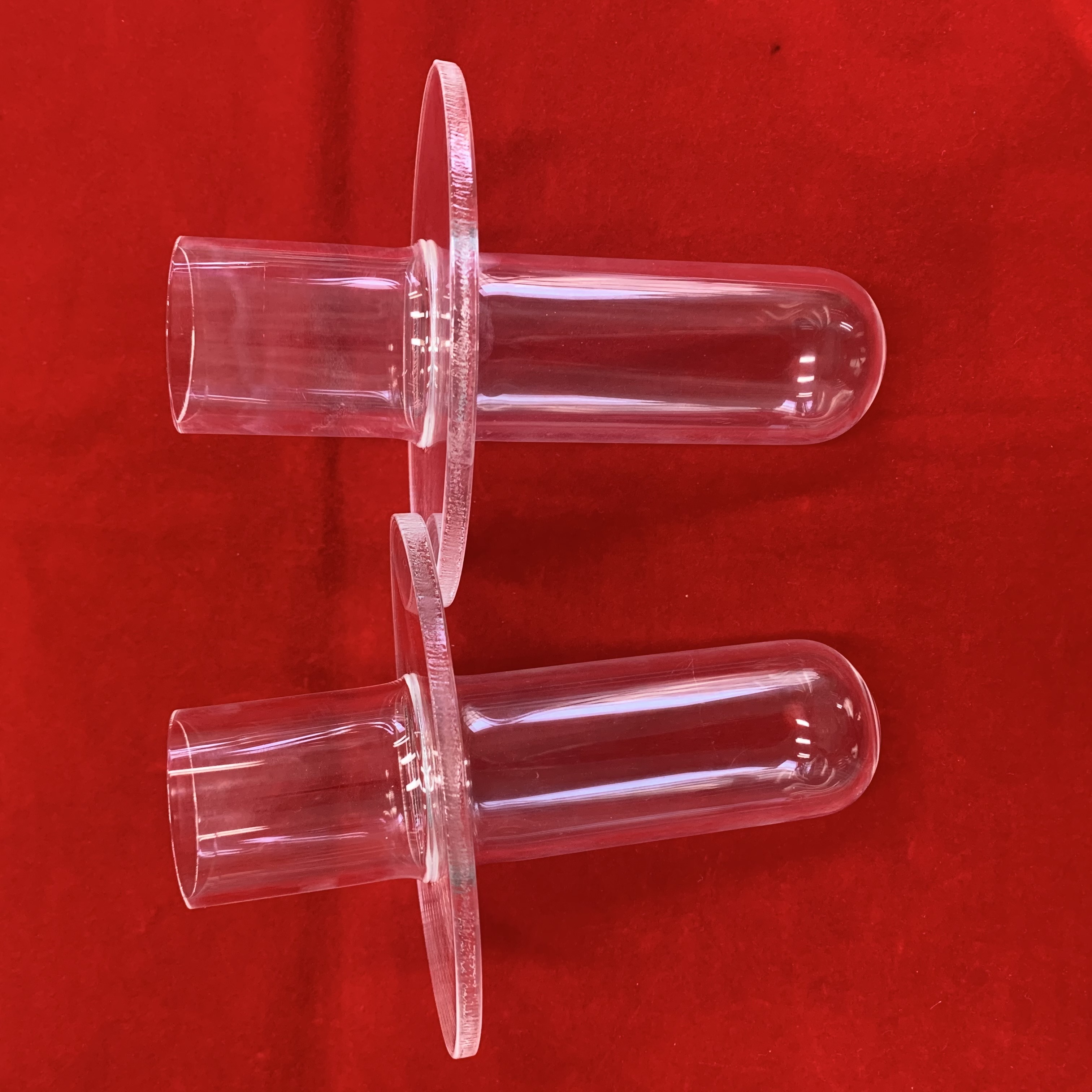 High Temperature Resistance Clear Quartz Glass Pipe Polished Fused Silica Glass Tubes with flange