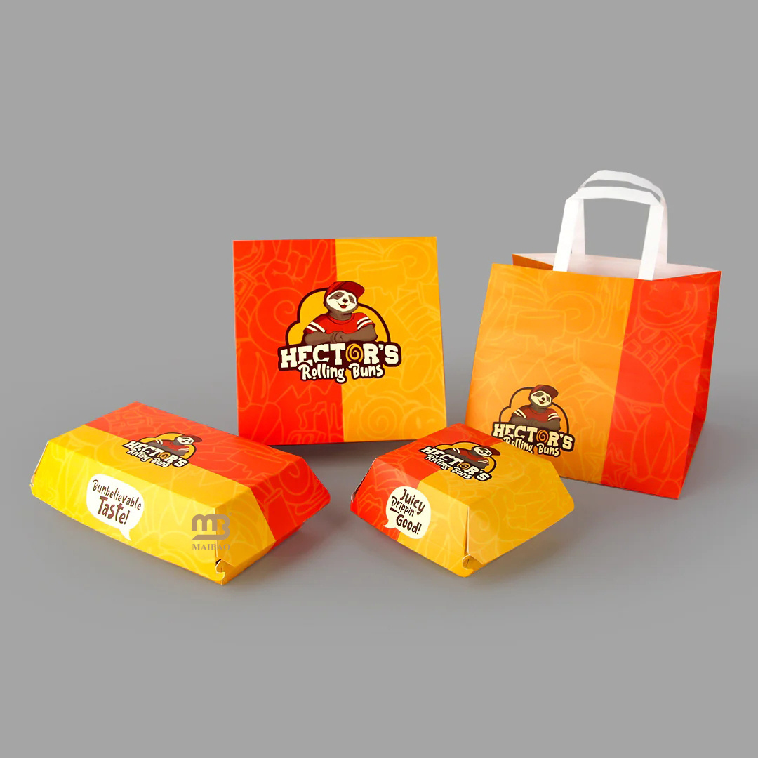 Customized Food Grade MDonald Burger Packaging Take Away French Fries Fried Chicken Wings Nuggets Carton Paper Food Gable Box