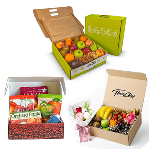 Custom packaging food containers carton mango cardboard box with handles compartments for Small fresh Fruit Snack Box