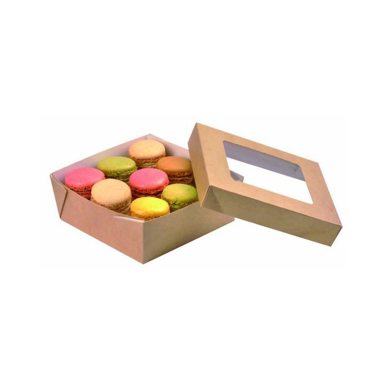 Catering recycle packaging wax coated brown kraft corrugated compostable paper food grade box with window