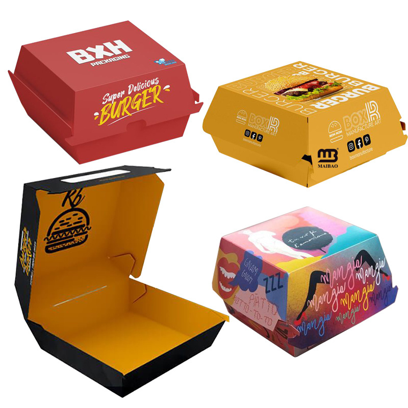 Customized Food Grade MDonald Burger Packaging Take Away French Fries Fried Chicken Wings Nuggets Carton Paper Food Gable Box