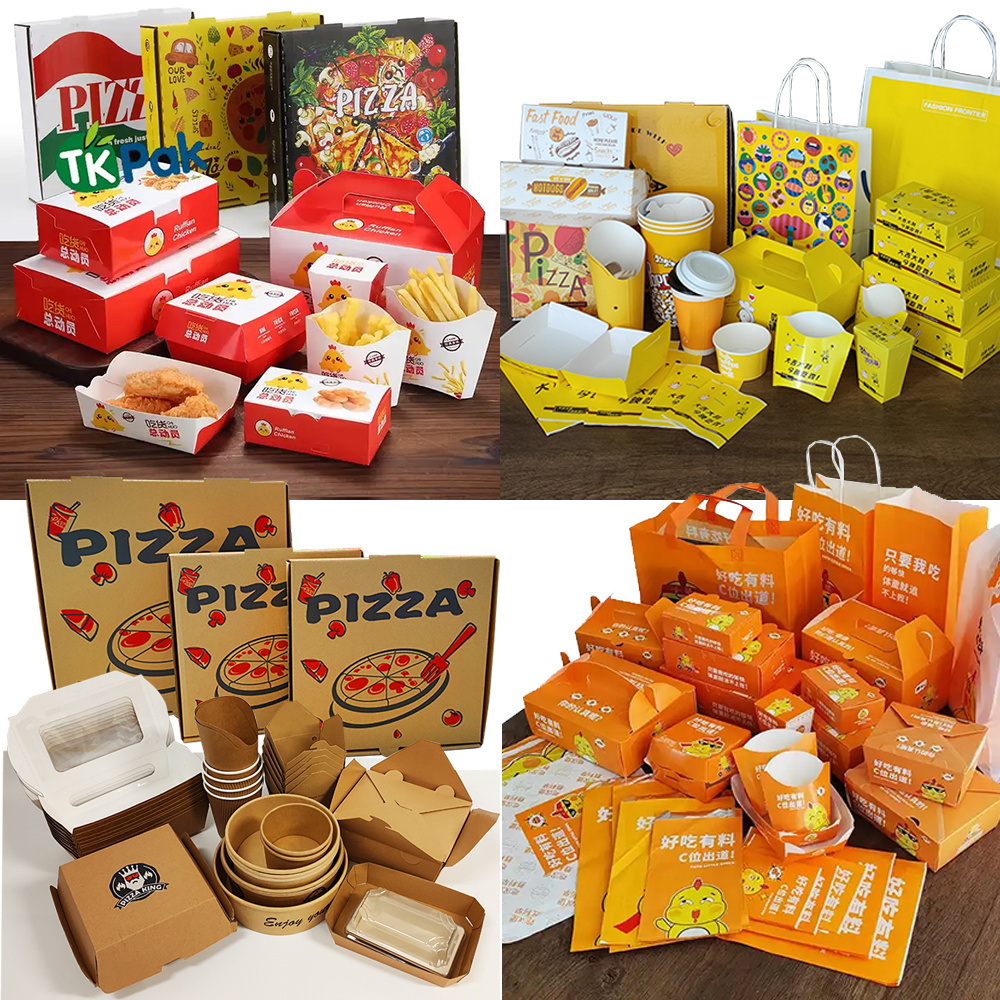 Restaurant Fried Chicken Burger French Fries Disposable take away to go packaging pizza box lunch paper box for finger fast food