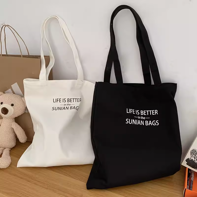 Wholesale Customised Cheap Thick lined Jute Shopper Shopping Black Cloth Bag Canvas Fabric Material Tote Bag For Printing Making