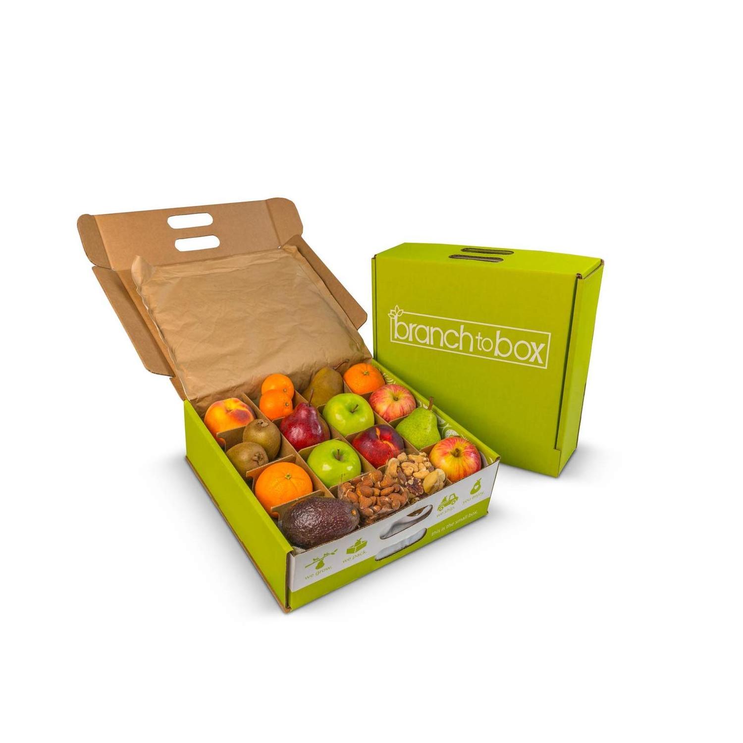 Custom packaging food containers carton mango cardboard box with handles compartments for Small fresh Fruit Snack Box