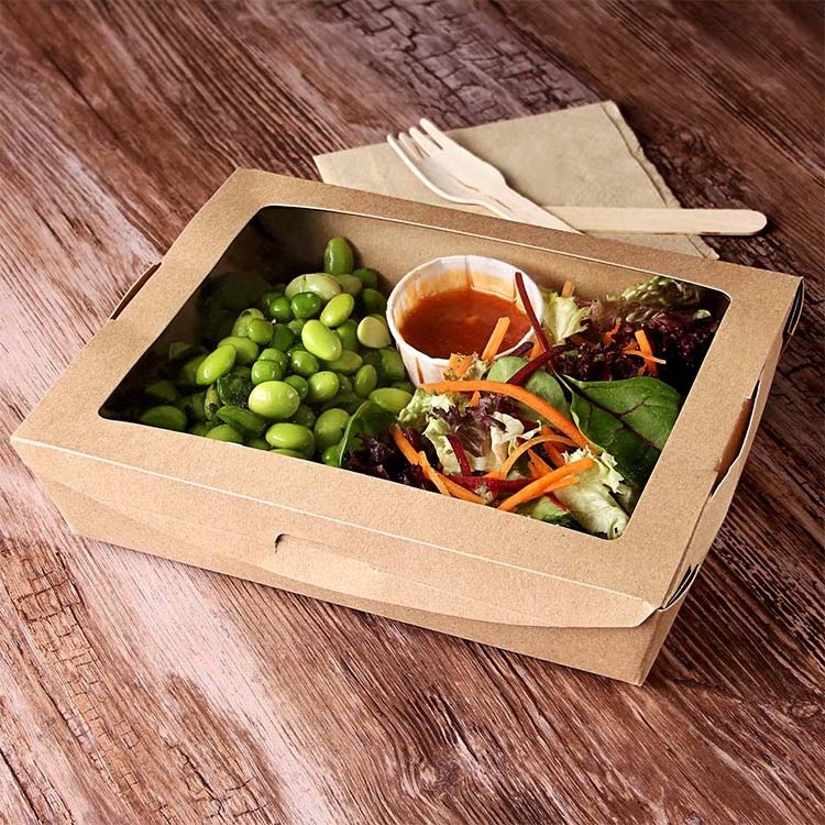 Recycle packaging gift wax coated brown kraft corrugated compostable paper food grade cardboard box with window