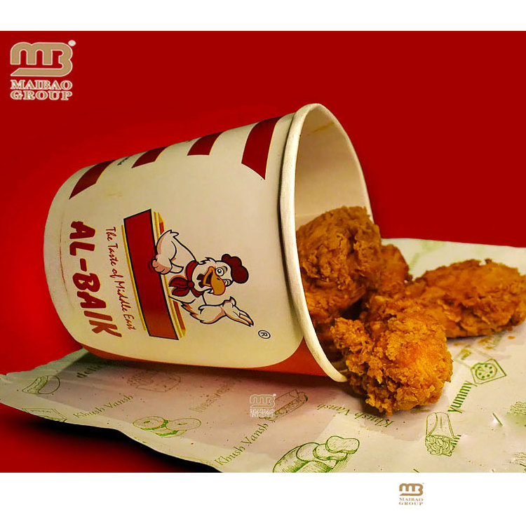 Custom Eco Friendly 64oz 150oz 170oz Disposable Logo Printed Big Size Kfc Paper Fried Chicken Buckets With Lid