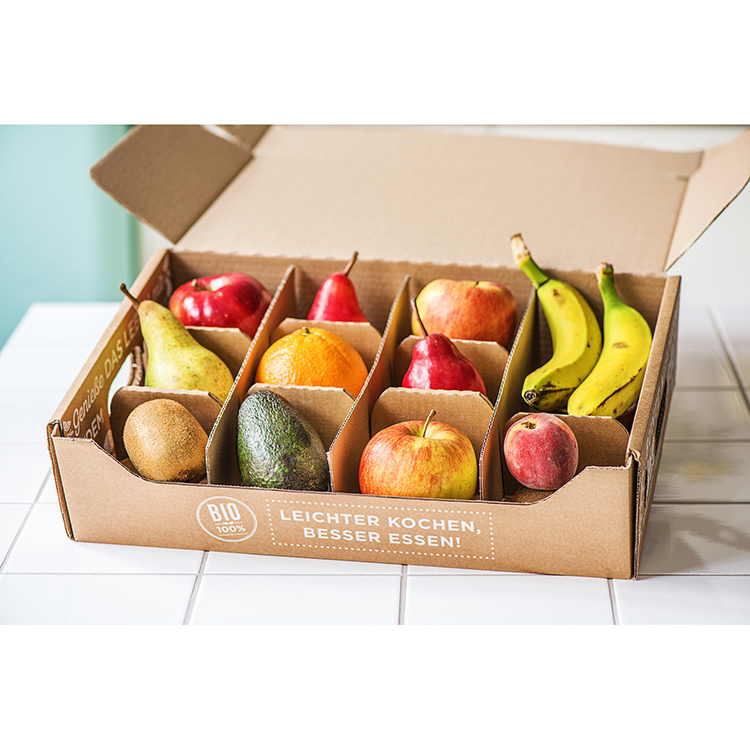 Custom design eco cardboard transport packaging boxes for sale export fresh peach cherry banana fruit gift box for shipping