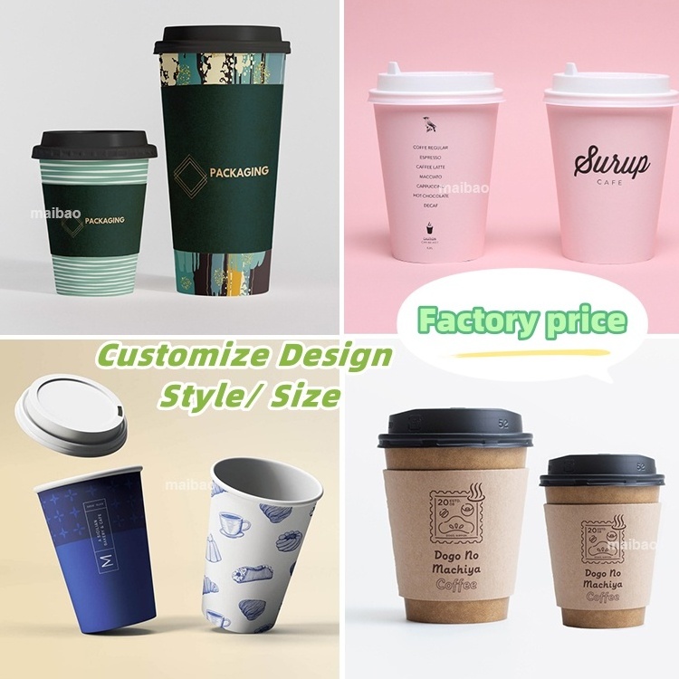 Hot Sale Disposable Custom Printed Logo Cold Hot Drink Coffee Paper Cup Disposable Soda Paper Cups