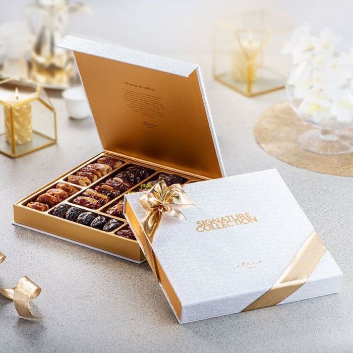 Saudi arabian islamic luxury cardboard carton sweets paper date boxes for ramadan gold gift chocolate dates box packaging dubai