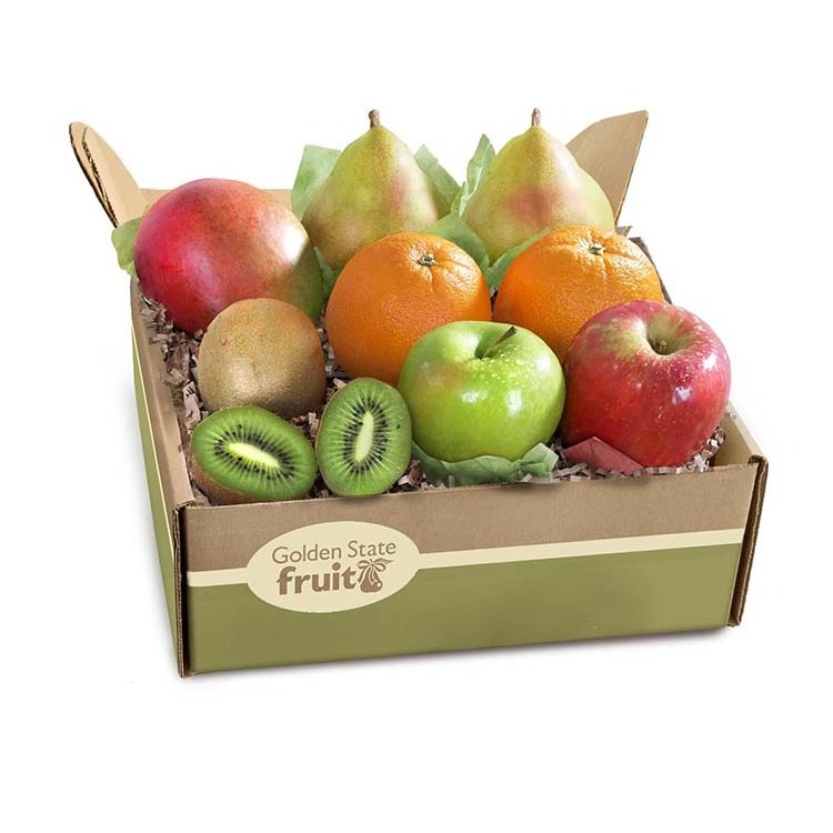 Custom design eco cardboard transport packaging boxes for sale export fresh peach cherry banana fruit gift box for shipping