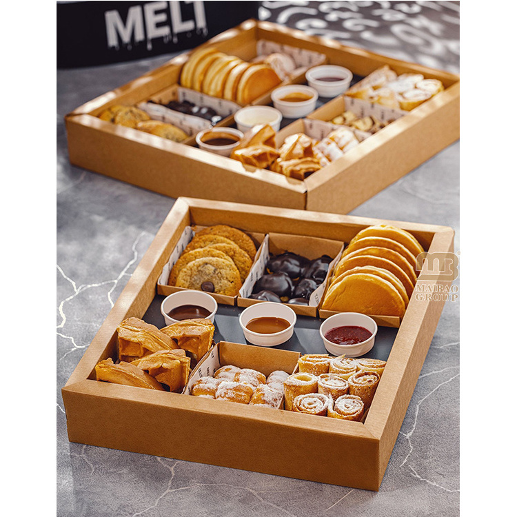 Custom Takeout Mixed Breakfast Box Arab Food Takeaway Corrugated Paper Bento Shawarma Packaging Food Container With Dividers