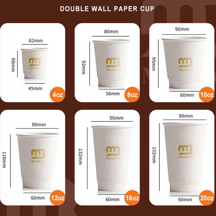 Custom logo 8oz 14oz biodegradable black double layer paper cups takeaway plastic juice coffee packaging cup with lid sleeve