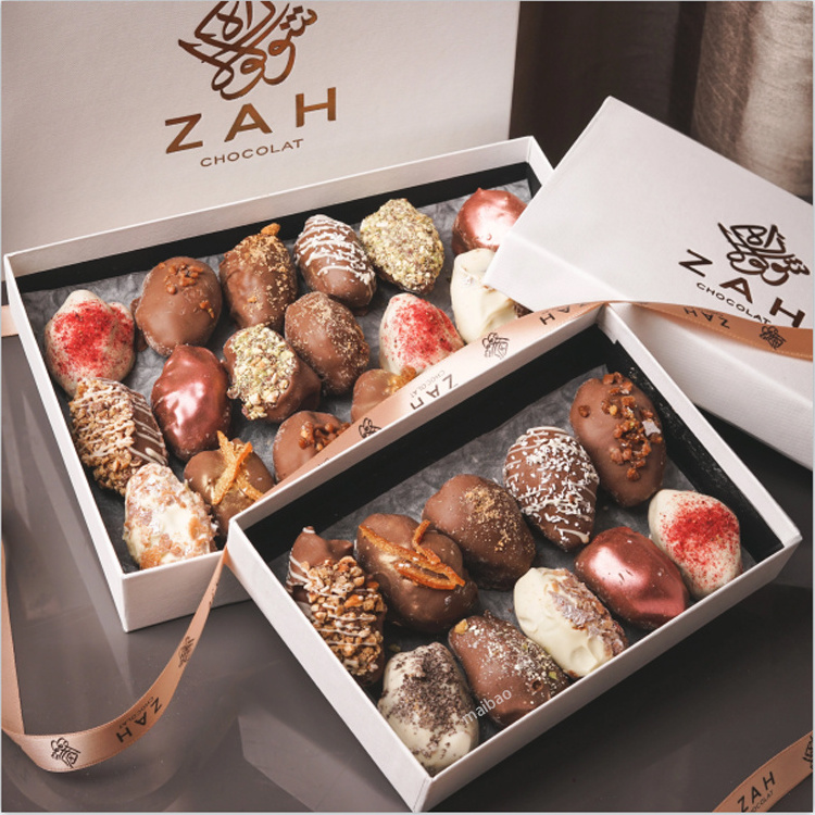 Saudi arabian islamic luxury cardboard carton sweets paper date boxes for ramadan gold gift chocolate dates box packaging dubai