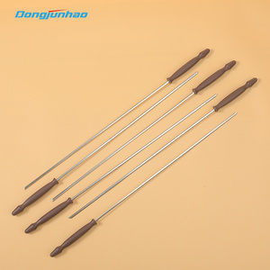 Campfire BBQ accessories 6pcs barbecue skewers long roasting sticks with plastic handle