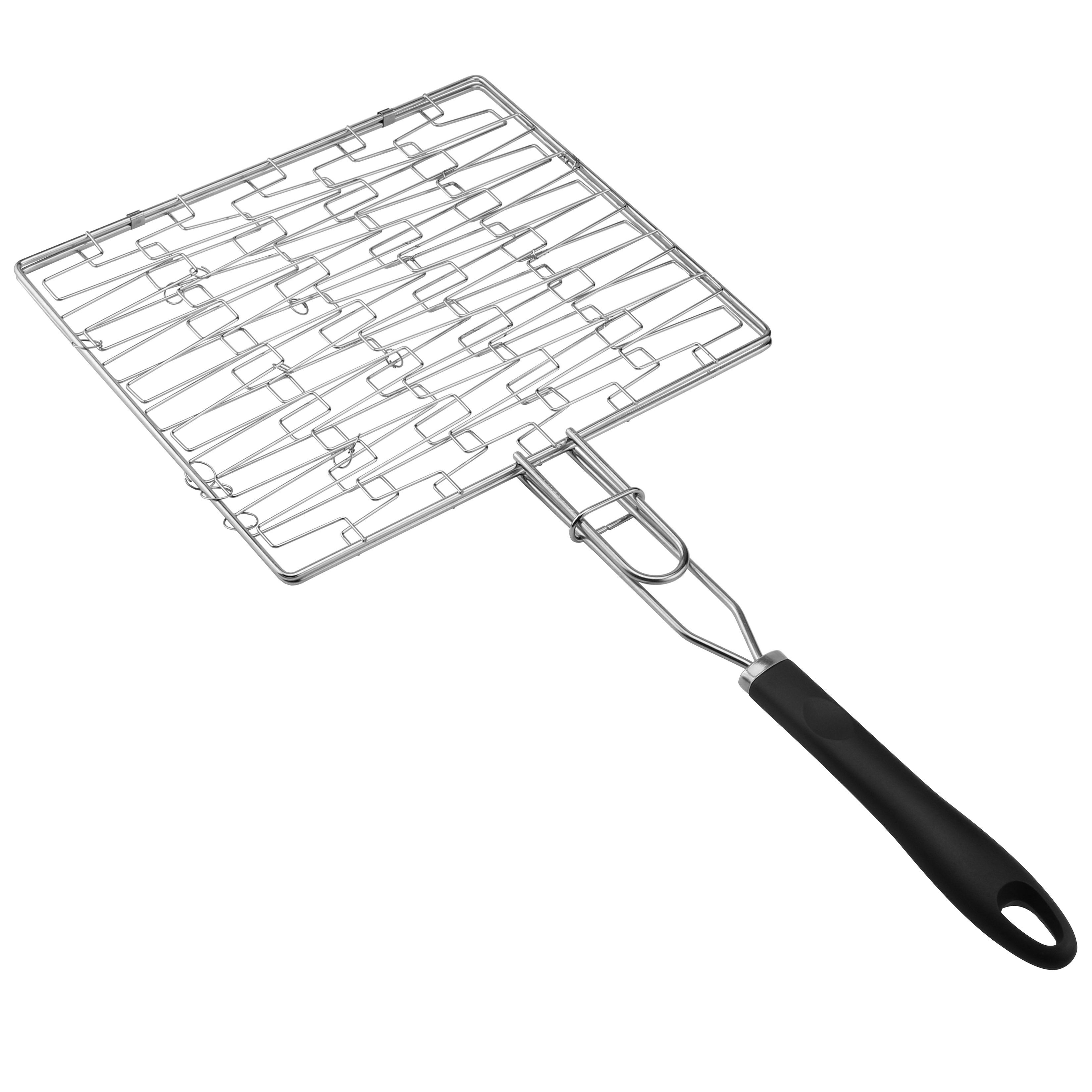 BQ-1176A-R Single Salad Fish Shaped BBQ Grill Net Barbecue Fish Grilling Basket With Wooden Handle