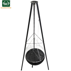 20" Outdoor Portable Height Adjustable Campfire Tripod Grill Charcoal Grill Fire Pits Bowl Swing Grill