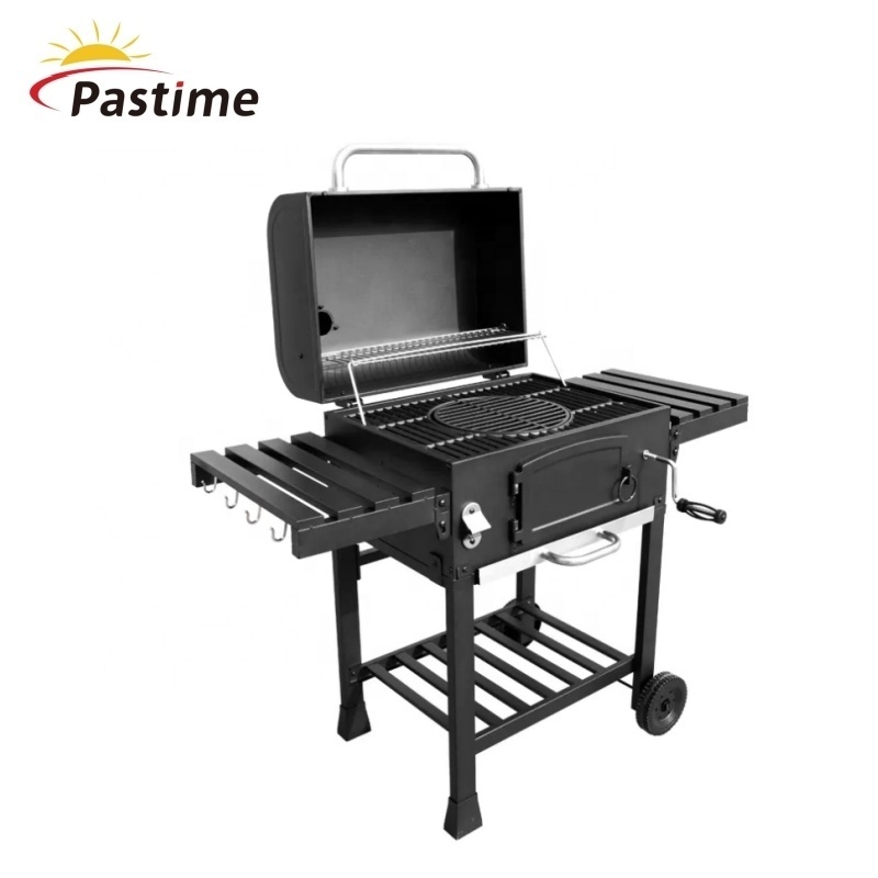 Heavy Duty Durable Smoker Grill Barbecue Trolley Metal Steel Charcoal bbq grills with Double Side Table