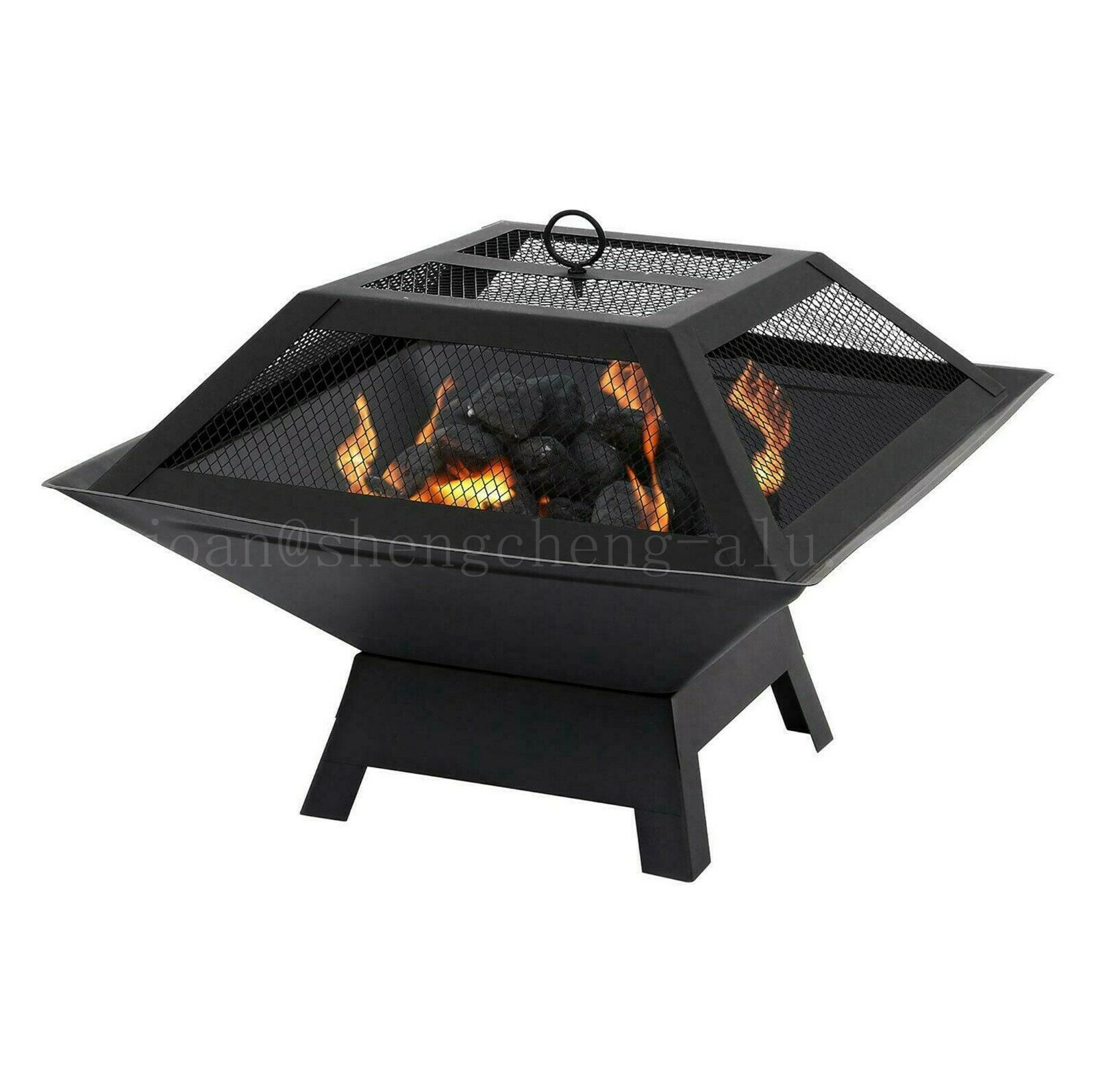 Square Garden Mini Fire Pit Outdoor Fire Bowl Basket Camping Wood Fired Grill