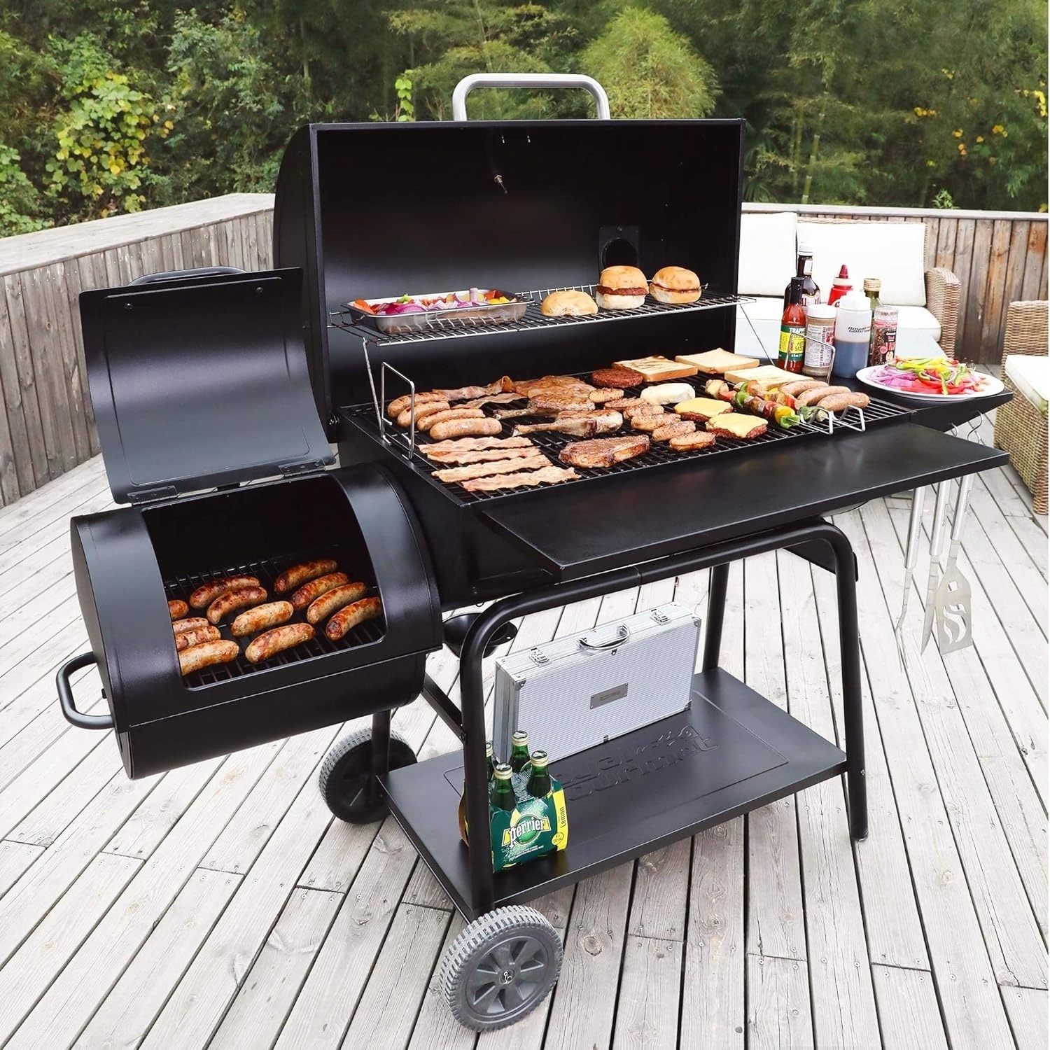 Cleaned Large Cooking Area Charcoal Grill Offset Heavy Duty Grill Bbq Smoker