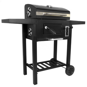 Hot Selling Portable Charcoal BBQ Grill Trolley Smoker Barbecue Grill with Height Adjustable Charcoal Pan for Party Steel