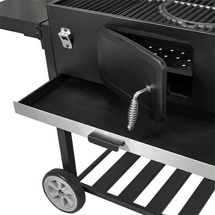 XXL Large Charcoal Smoker Trolley Barbecue Bbq Grill with round pizza pan For Backyard Outdoor